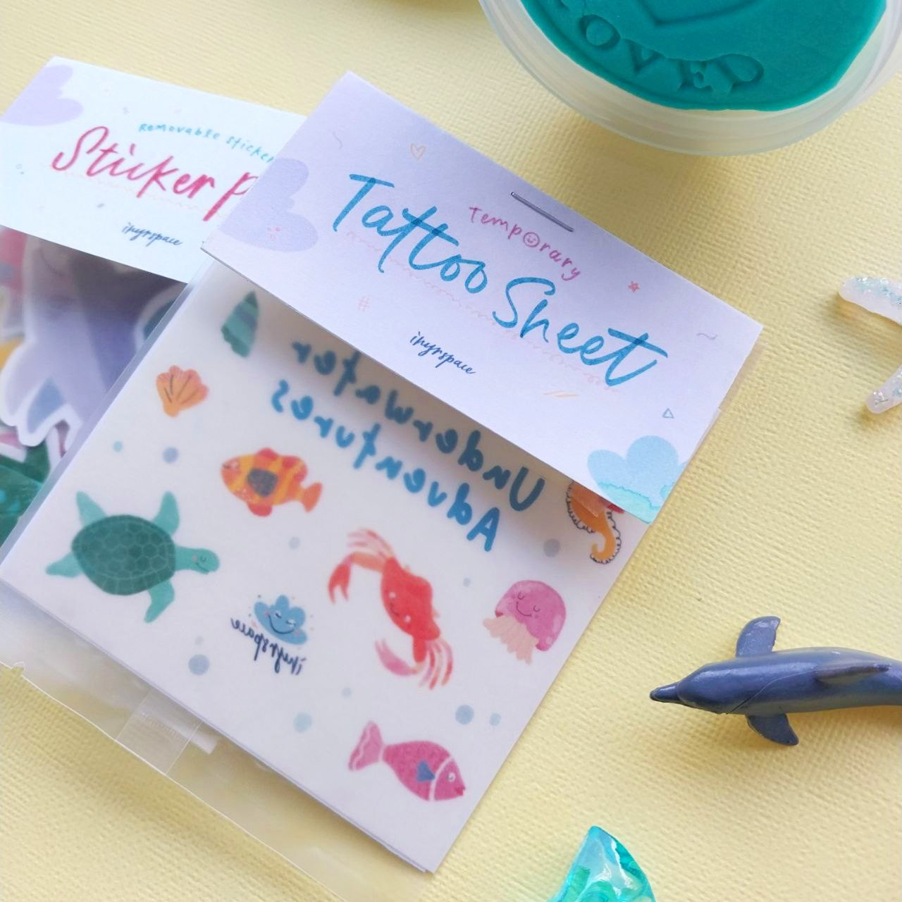 Ocean Odyssey Party Pack (Bundle C - Tattoo + Reusable Stickers + Playdough + Stamper)