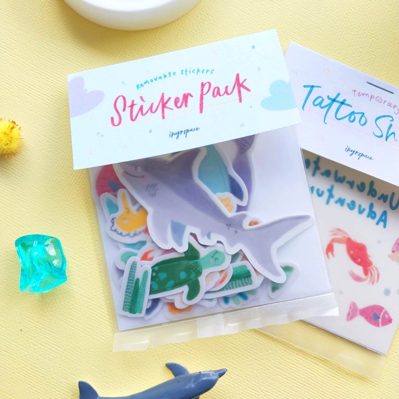 Ocean Odyssey Party Pack (Bundle C - Tattoo + Reusable Stickers + Playdough + Stamper)