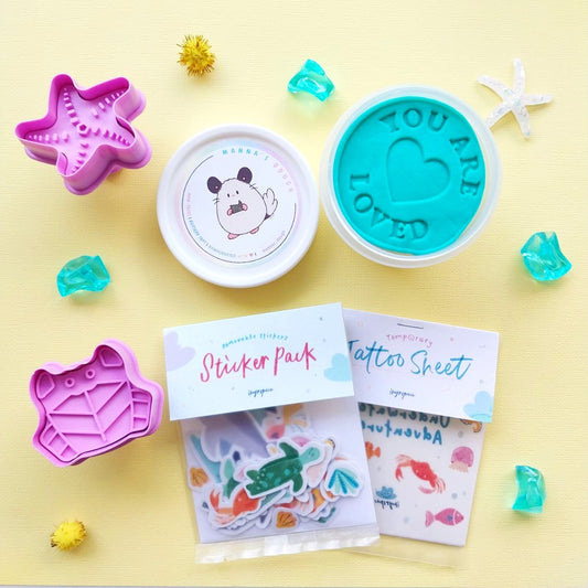 Ocean Odyssey Party Pack (Bundle C - Tattoo + Reusable Stickers + Playdough + Stamper)