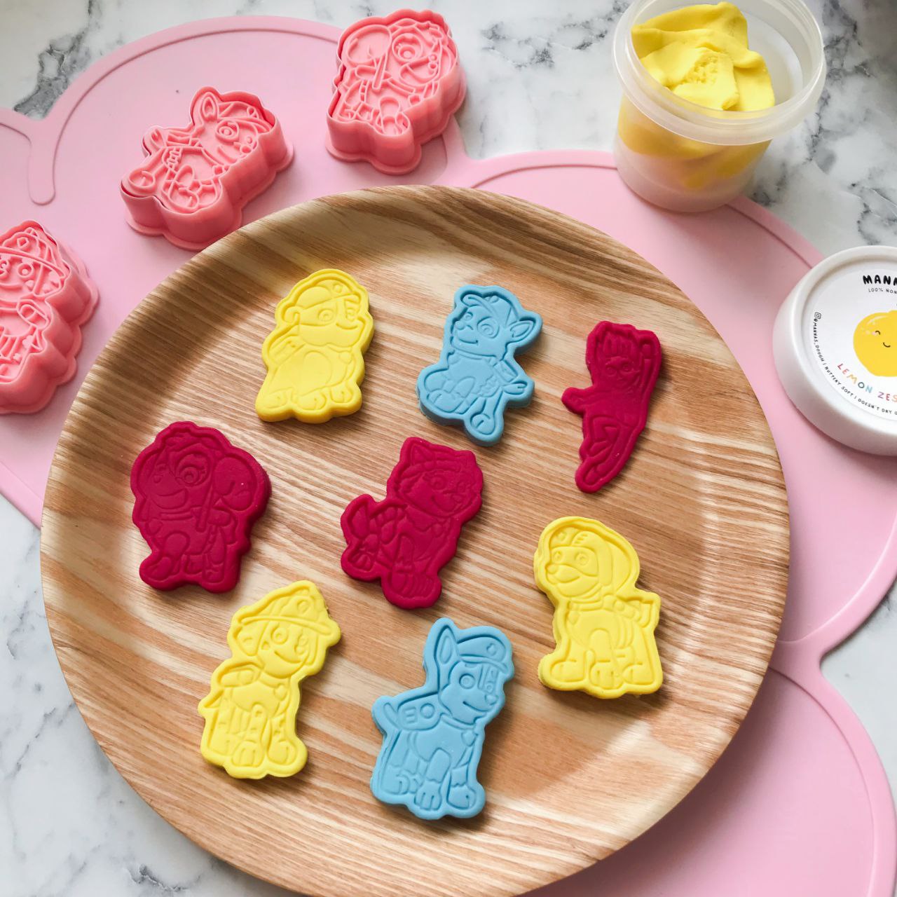 A set of 8 playdough paw patrol cutters