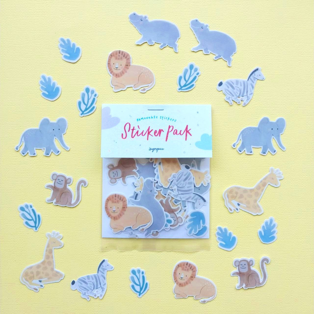 Wild Safari Party Pack (Bundle B - Reusable Stickers + Playdough)