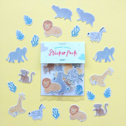 Wild Safari Party Pack (Bundle B - Reusable Stickers + Playdough)