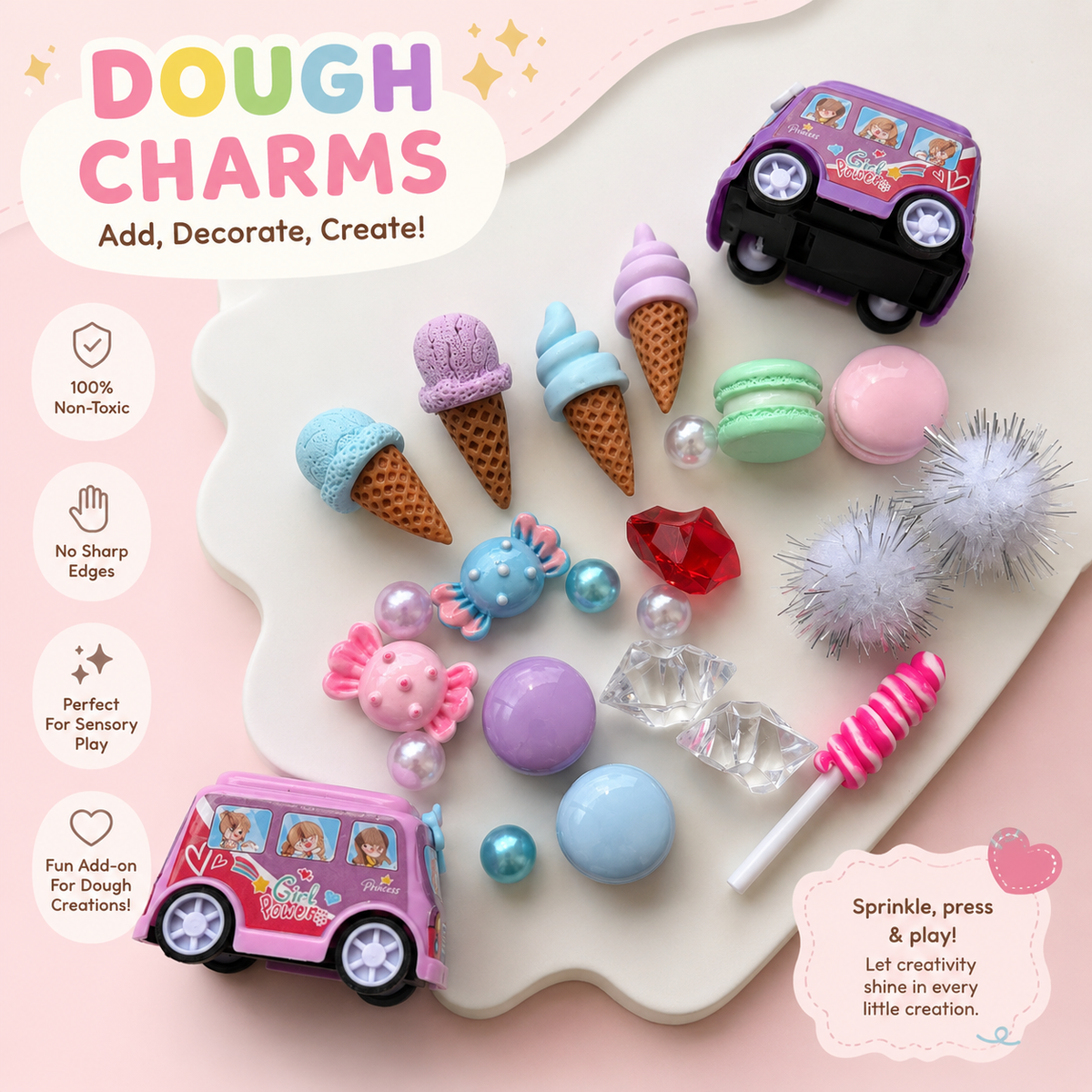 Ice Cream Truck Dough Charm Set