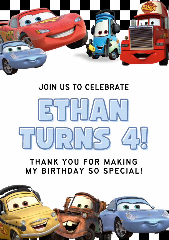 Gift Tag Design for lightning mcqueen party packs