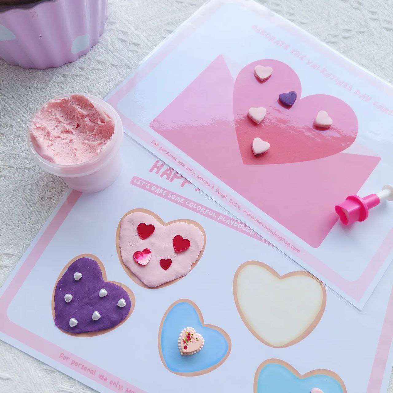 Valentines Day Printable -  Valentines Themed Playdough Mats  [Free download]