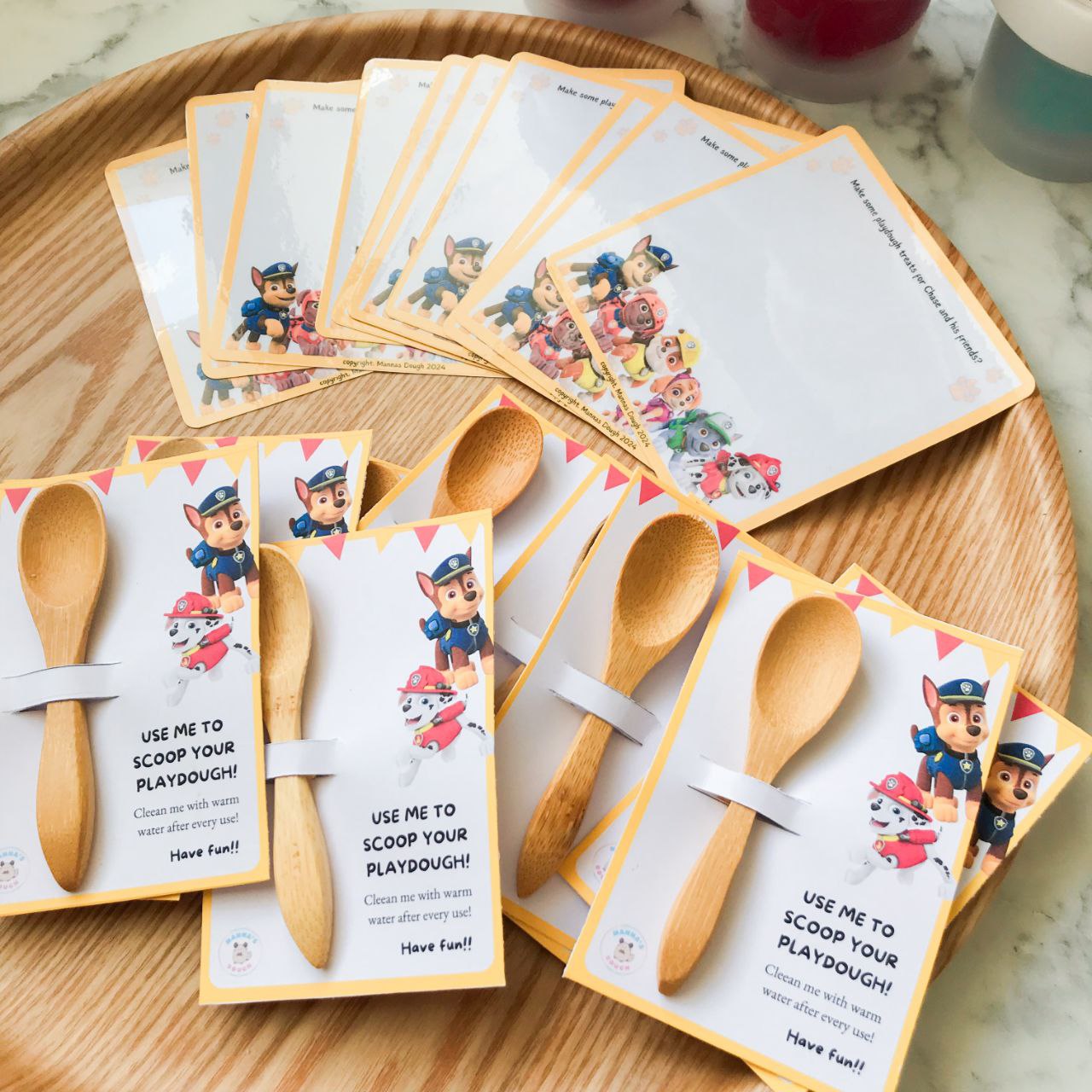 An assortment of miniature playdough scoops